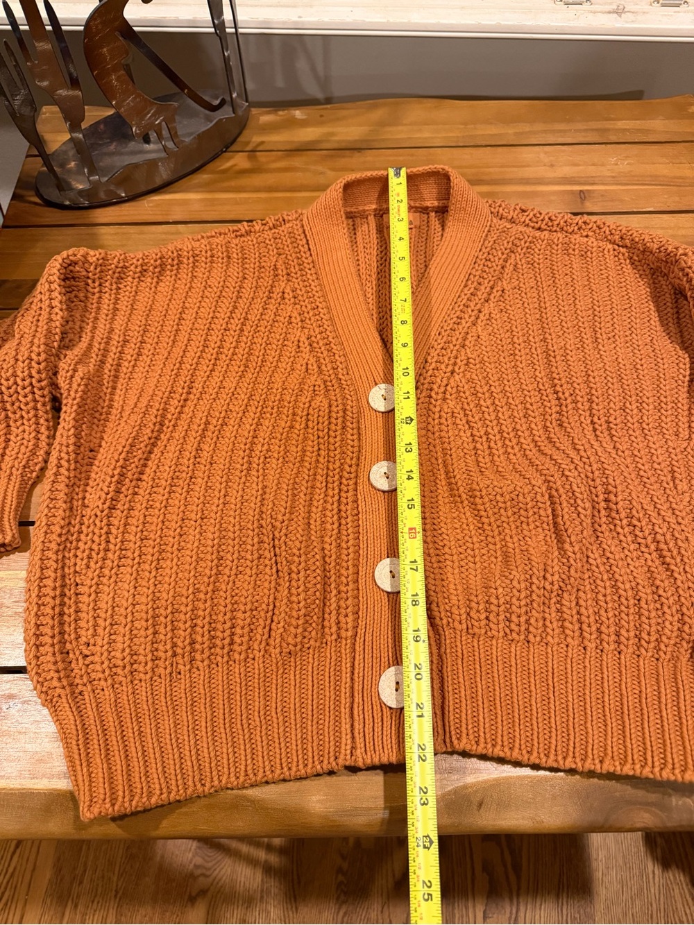 Babaa Chunky Knit Cardigan in Burnt Orange EUC - Picture 7 of 9